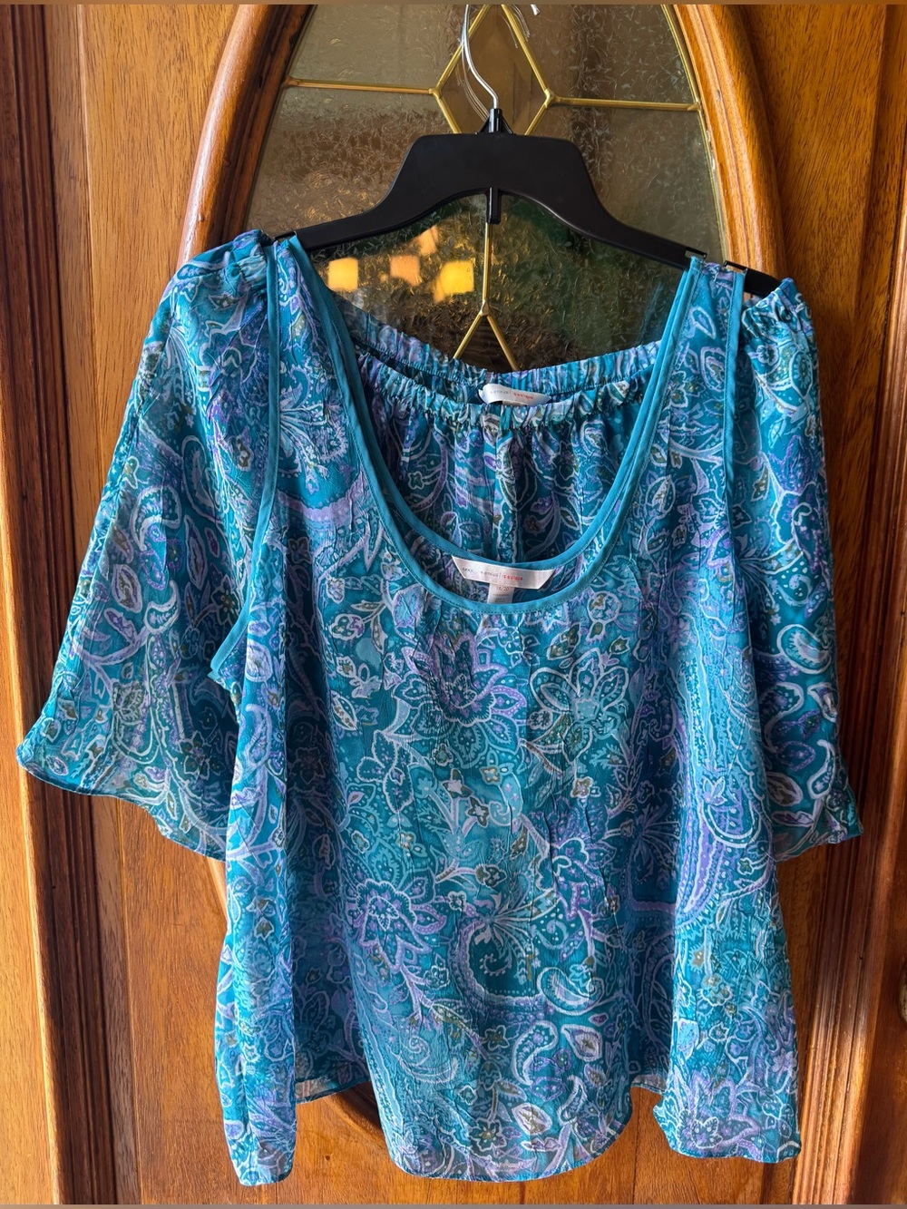 Cacique 18/20 Blue Paisley Scoop Neck top and shorts, lingerie set. NWOT